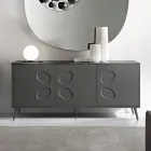 Dreitüriges Sideboard aus Melamin und MDF mit Metallgestell, hergestellt in Italien - Rialto Viadurini