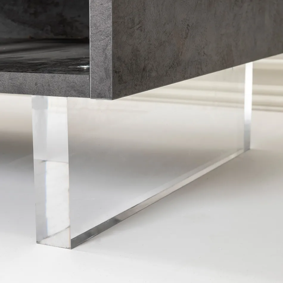 Sideboard mit 2 Türen und 2 seitlich offenen Fächern aus Melamin, hergestellt in Italien – Maus Viadurini