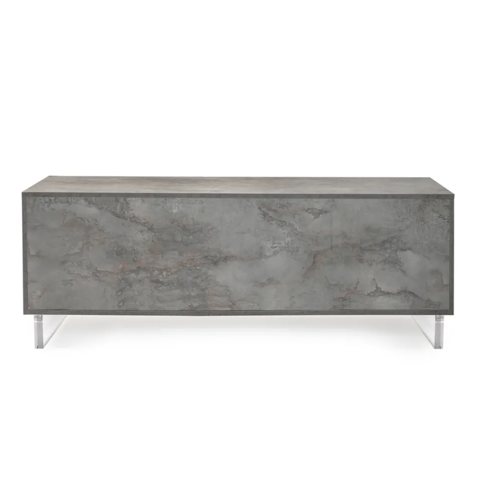 Sideboard mit 2 Türen und 2 seitlich offenen Fächern aus Melamin, hergestellt in Italien – Maus Viadurini