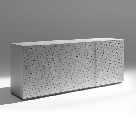 Sideboard mit 3 Türen und 3 Einlegeböden, Dekor aus Gussaluminium - Scorpion Viadurini