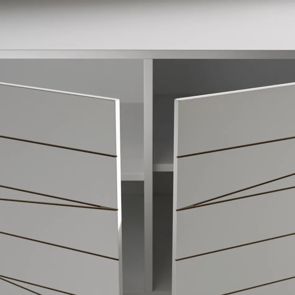 Sideboard mit 3 Türen aus lackiertem Holz-Agglomerat - Ariete Viadurini