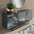 Sideboard mit 3 lackierten MDF-Türen mit Spiegelglasabdeckung - Diletta