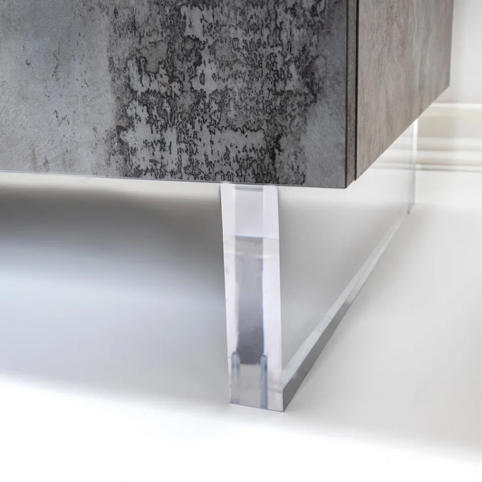 Sideboard mit 3 Türen aus Melamin und Füßen aus Plexiglas, hergestellt in Italien – Mickey Mouse Viadurini