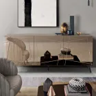 Sideboard mit 3 Spiegelglastüren und Metallgestell - Eleonora Viadurini