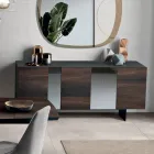 Sideboard mit 3 Eichenfurniertüren und Spiegeleinsätzen - Enrica Viadurini