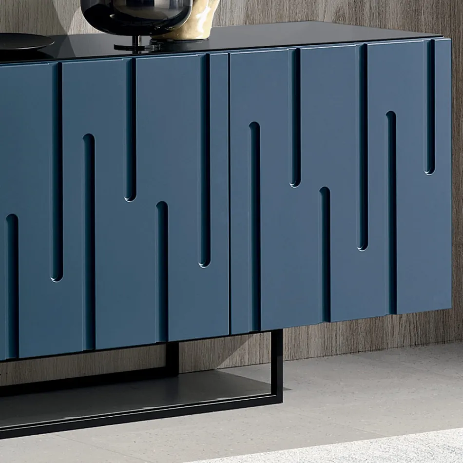 Sideboard mit 4 Push-Pull-Türen aus MDF, hergestellt in Italien - Fabrizia Viadurini