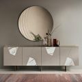 Sideboard mit 4 Türen aus lackiertem, pantografiertem MDF und Glaseinsätzen in Marmoroptik - Danila