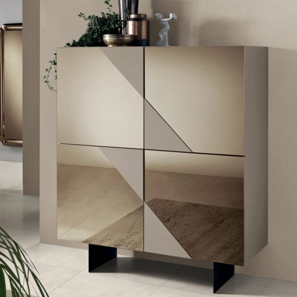 Sideboard mit 4 lackierten mdf-türen mit spiegelglasabdeckung - diletta