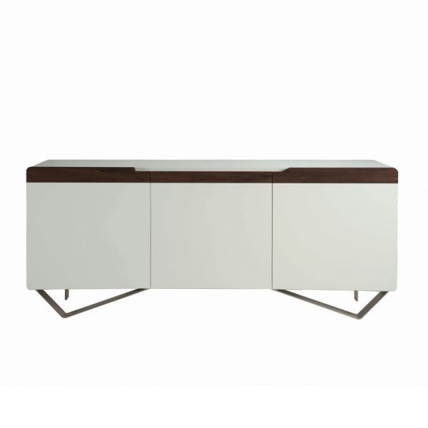 Sideboard mit struktur aus weißem mdf 2 eisenfüße made in italy - koralle