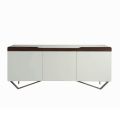 Sideboard mit Struktur aus weißem MDF 2 Eisenfüße Made in Italy - Koralle