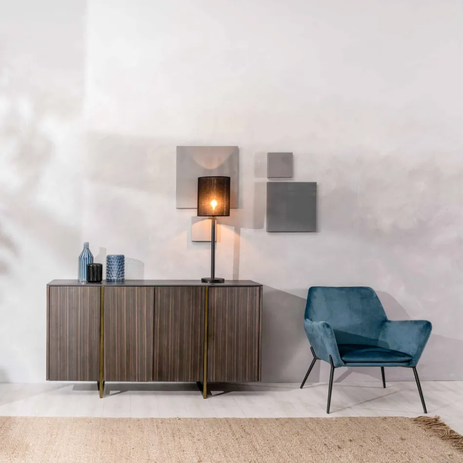 Sideboard mit MDF, Keramikstruktur und 4 Türen mit Soft-Closing – Click Viadurini