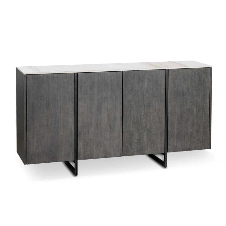 Sideboard mit MDF, Keramikstruktur und 4 Türen mit Soft-Closing – Click Viadurini