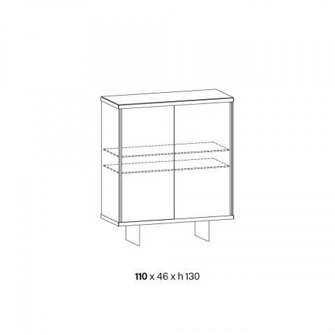 Mobiles Sideboard für Wohnzimmer aus Glas und Marmor im italienischen