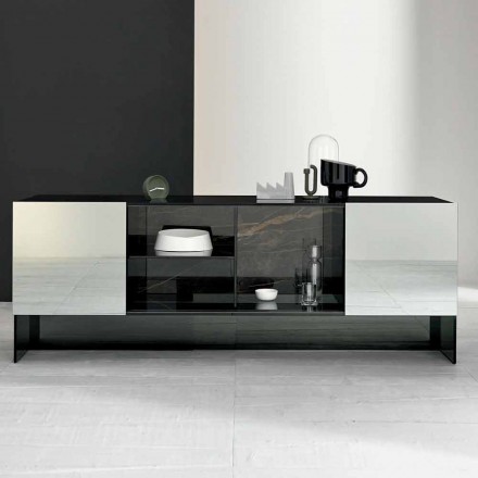 2-türiges Design Sideboard aus Rauchglas Made in Italy - Sciocca Viadurini