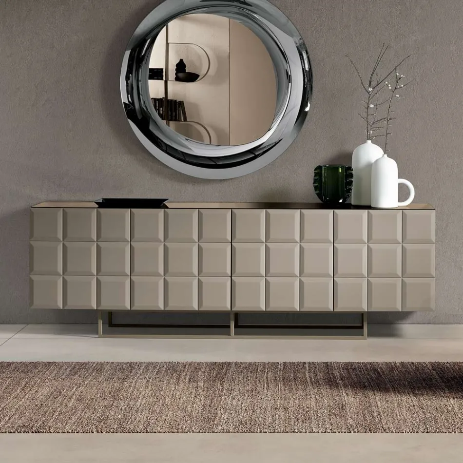 Sideboard für den Innenbereich mit 4 karierten Türen, hergestellt in Italien - Elisabetta Viadurini