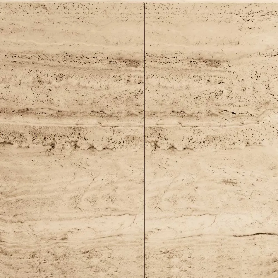 Wohnzimmer-Sideboard mit 2 Türen in Travertin-Marmor-Finish, hergestellt in Italien – Jon Viadurini