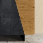 Wohnzimmer-Sideboard mit 2 Türen in der Ausführung Country Knotted Oak und Anthrazitglas – Ove Viadurini