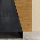 Wohnzimmer-Sideboard mit 2 Türen in der Ausführung Country Knotted Oak und Anthrazitglas – Ove Viadurini