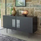 Wohnzimmer-Sideboard mit 2 oder 3 Türen und Glaseinsätzen Made in Italy - Olivo Viadurini