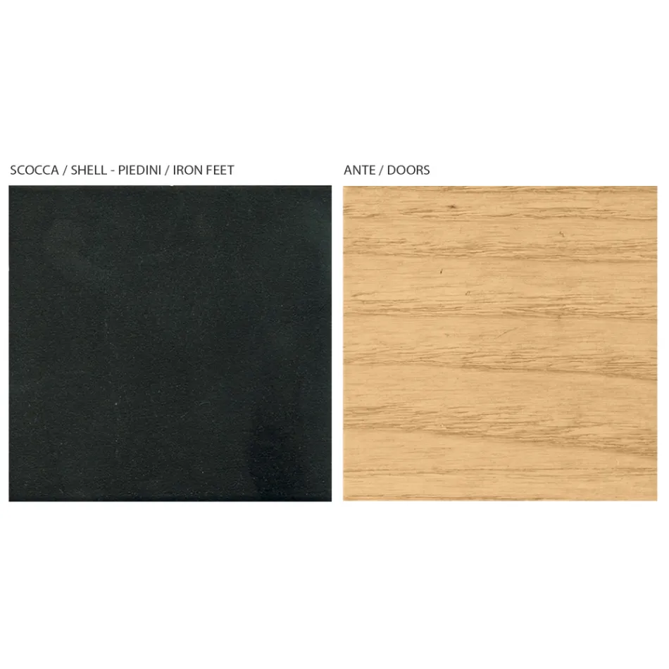 Wohnzimmer-Sideboard mit 4 Türen in natürlicher Eschenoptik, hergestellt in Italien – Melek Viadurini