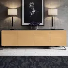 Wohnzimmer-Sideboard mit 4 Türen in natürlicher Eschenoptik, hergestellt in Italien – Melek Viadurini