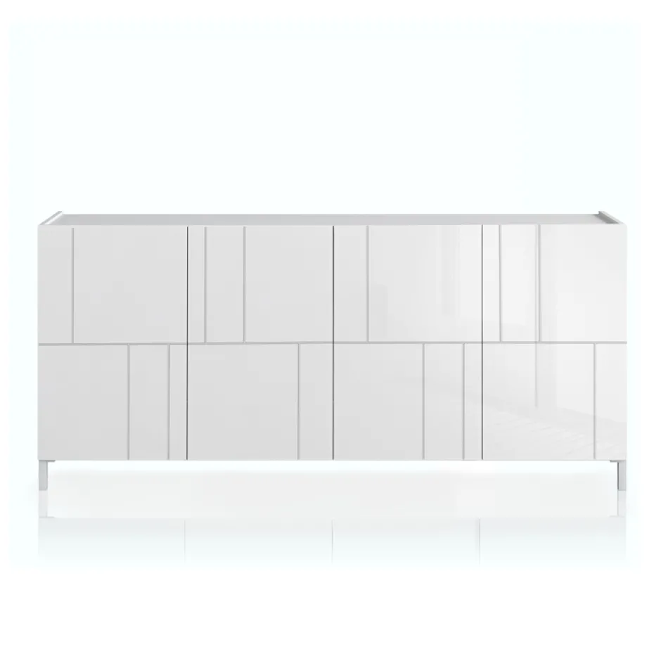 Wohnzimmer-Sideboard mit 4 Siebdrucktüren Made in Italy - Aringa Viadurini