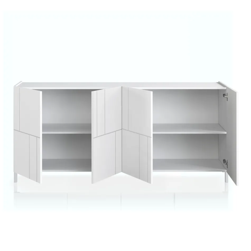 Wohnzimmer-Sideboard mit 4 Siebdrucktüren Made in Italy - Aringa Viadurini