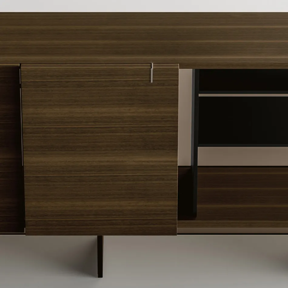 Sideboard aus Holz mit Glasstruktur Made in Italy - Azuki Viadurini