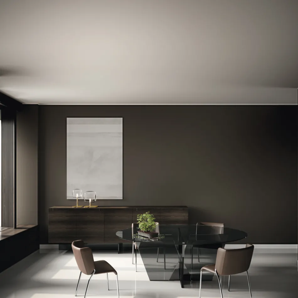 Sideboard aus Holz mit Glasstruktur Made in Italy - Azuki Viadurini