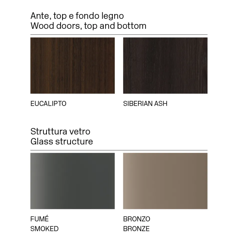 Sideboard aus Holz mit Glasstruktur Made in Italy - Azuki Viadurini