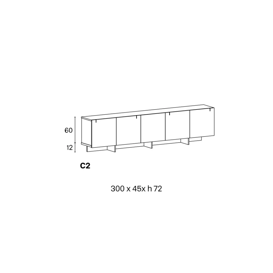 Sideboard aus Holz mit Glasstruktur Made in Italy - Azuki Viadurini