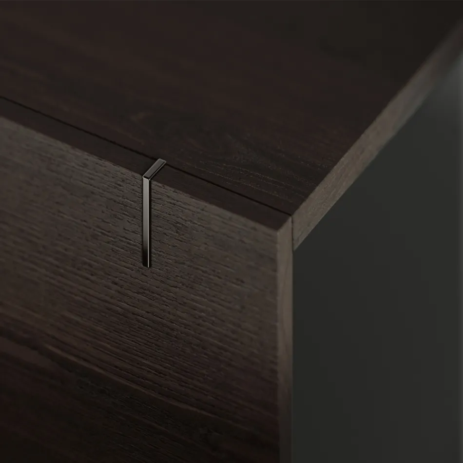 Sideboard aus Holz mit Glasstruktur Made in Italy - Azuki Viadurini