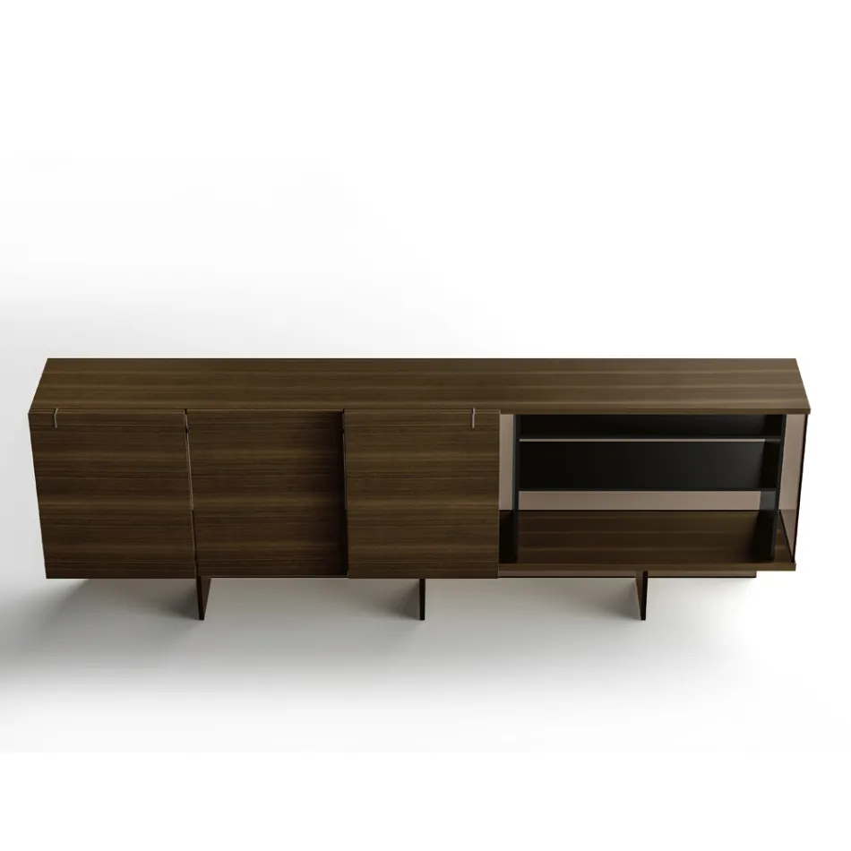 Sideboard aus Holz mit Glasstruktur Made in Italy - Azuki Viadurini