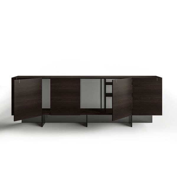 Sideboard aus holz mit glasstruktur made in italy - azuki