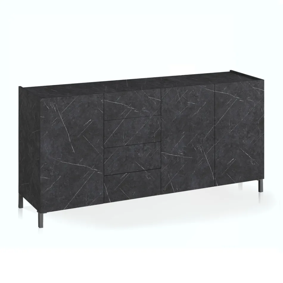 Wohnzimmer-Sideboard mit Melamin-Marmor-Finish, hergestellt in Italien – Zink Viadurini