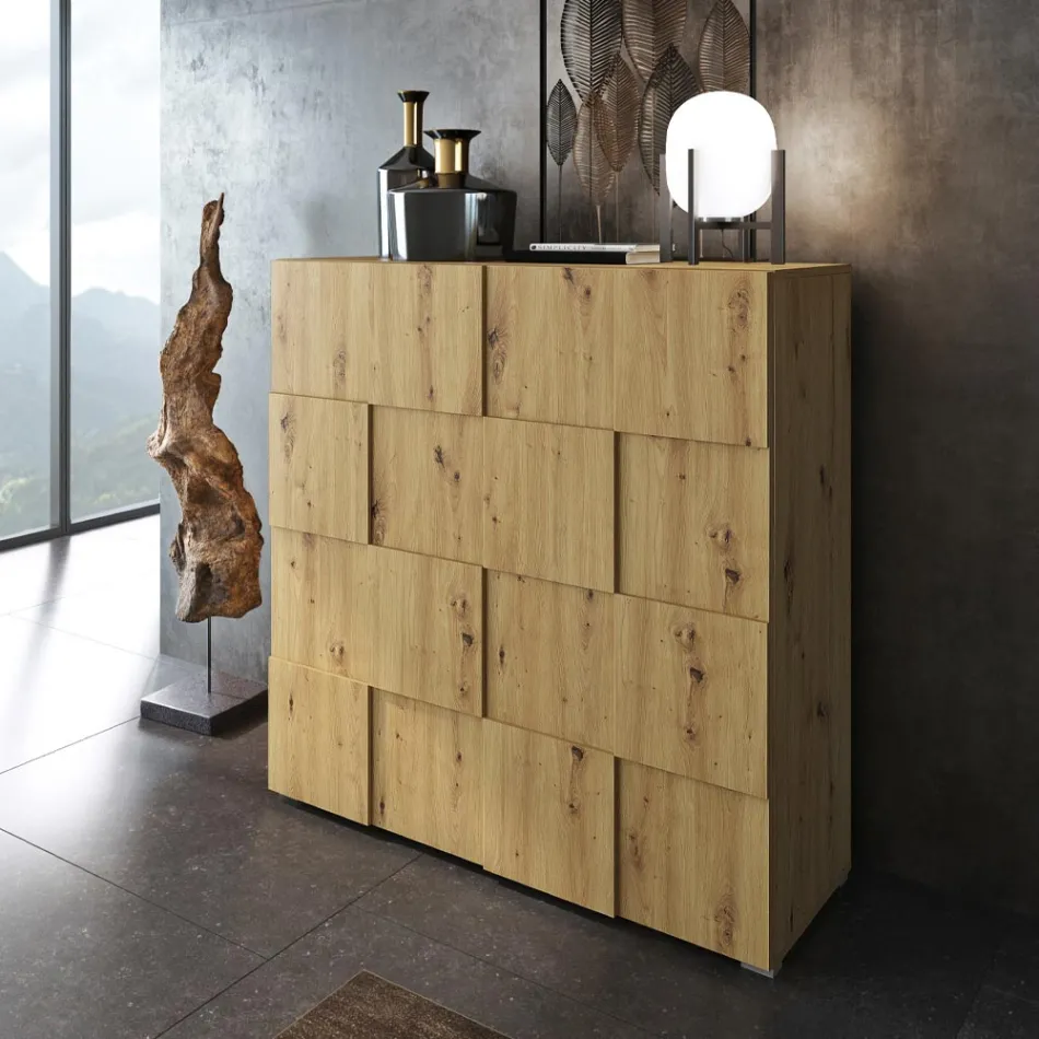 Wohnzimmer-Sideboard mit 2 Flügeltüren in Eichenoptik – Natrium Viadurini
