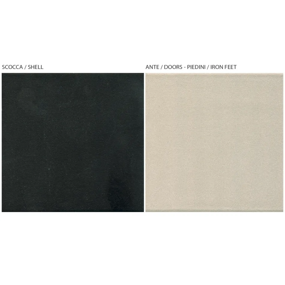 Wohnzimmer-Sideboard mit 2 Türen in Nickel-Finish, hergestellt in Italien – Ulles Viadurini