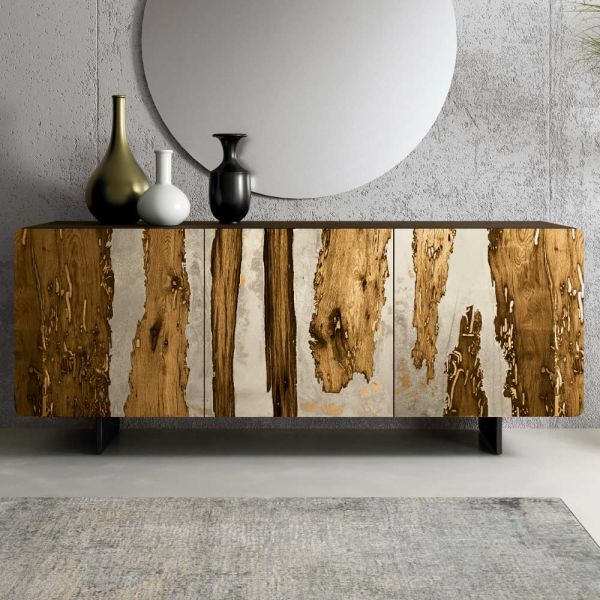 Wohnzimmer-sideboard mit 3 türen in eichen- und kunstharzoptik saturn - lars