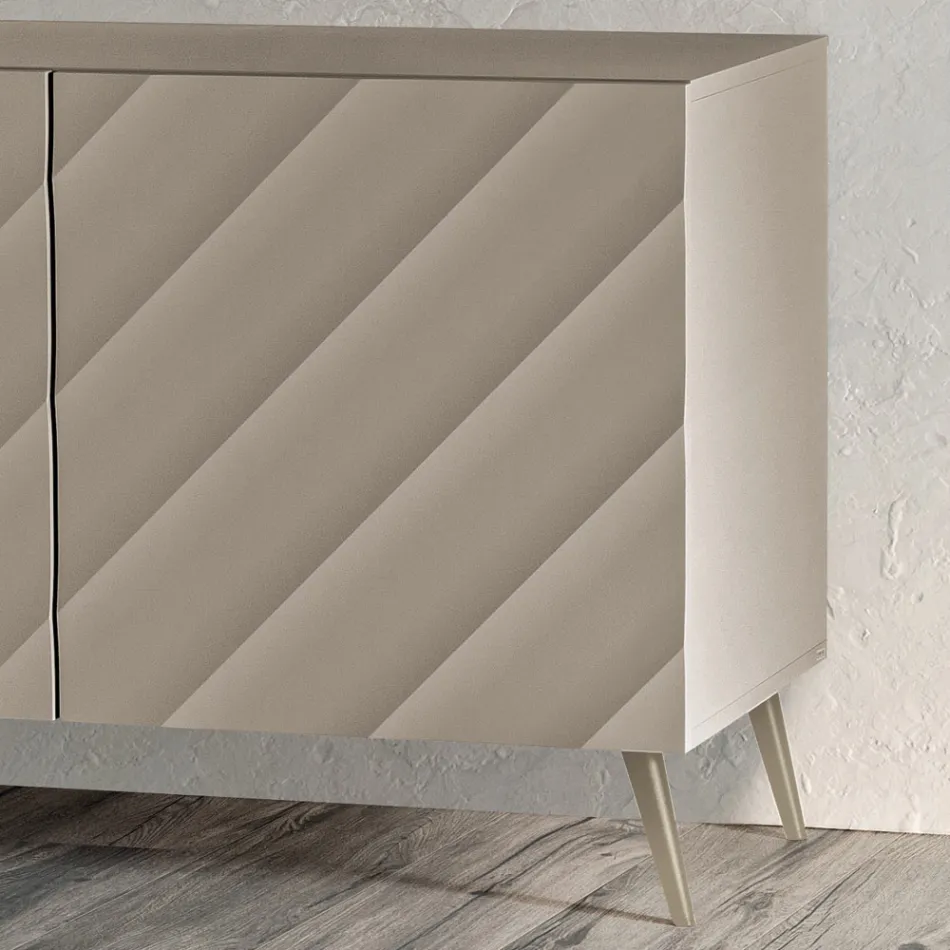 Wohnzimmer-Sideboard mit 3 MDF-Türen, erhältlich in verschiedenen Ausführungen - Elettra Viadurini