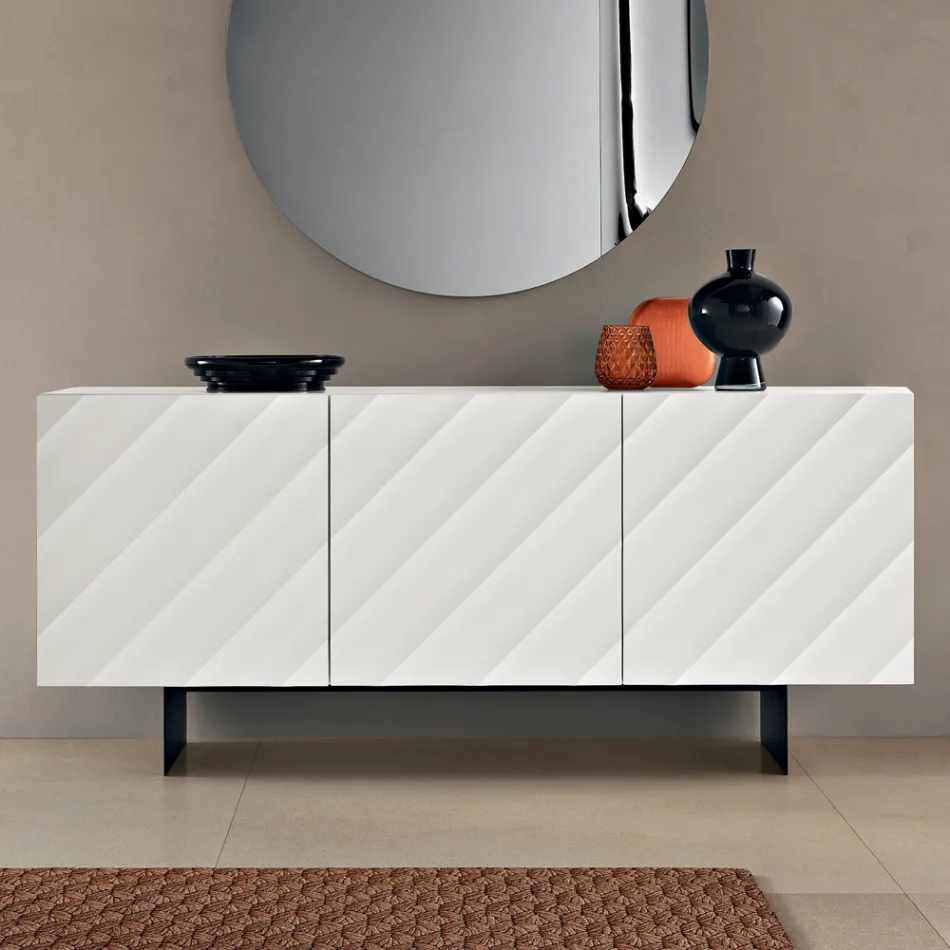 Wohnzimmer-Sideboard mit 3 MDF-Türen, erhältlich in verschiedenen Ausführungen - Elettra Viadurini
