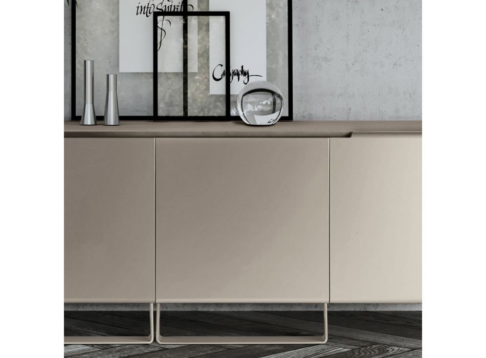 FammyLoft Sideboard Weiß 160cm - 4 Türen Mit Golddekoration Modern