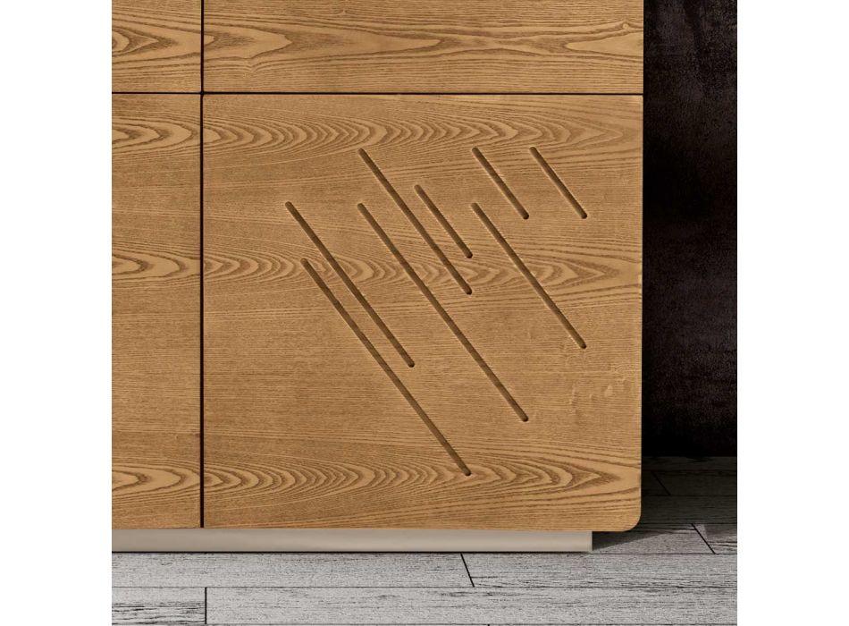 Wohnzimmer-Sideboard mit 4 Türen in gebeizter Esche, hergestellt in Italien – Viktoria Viadurini