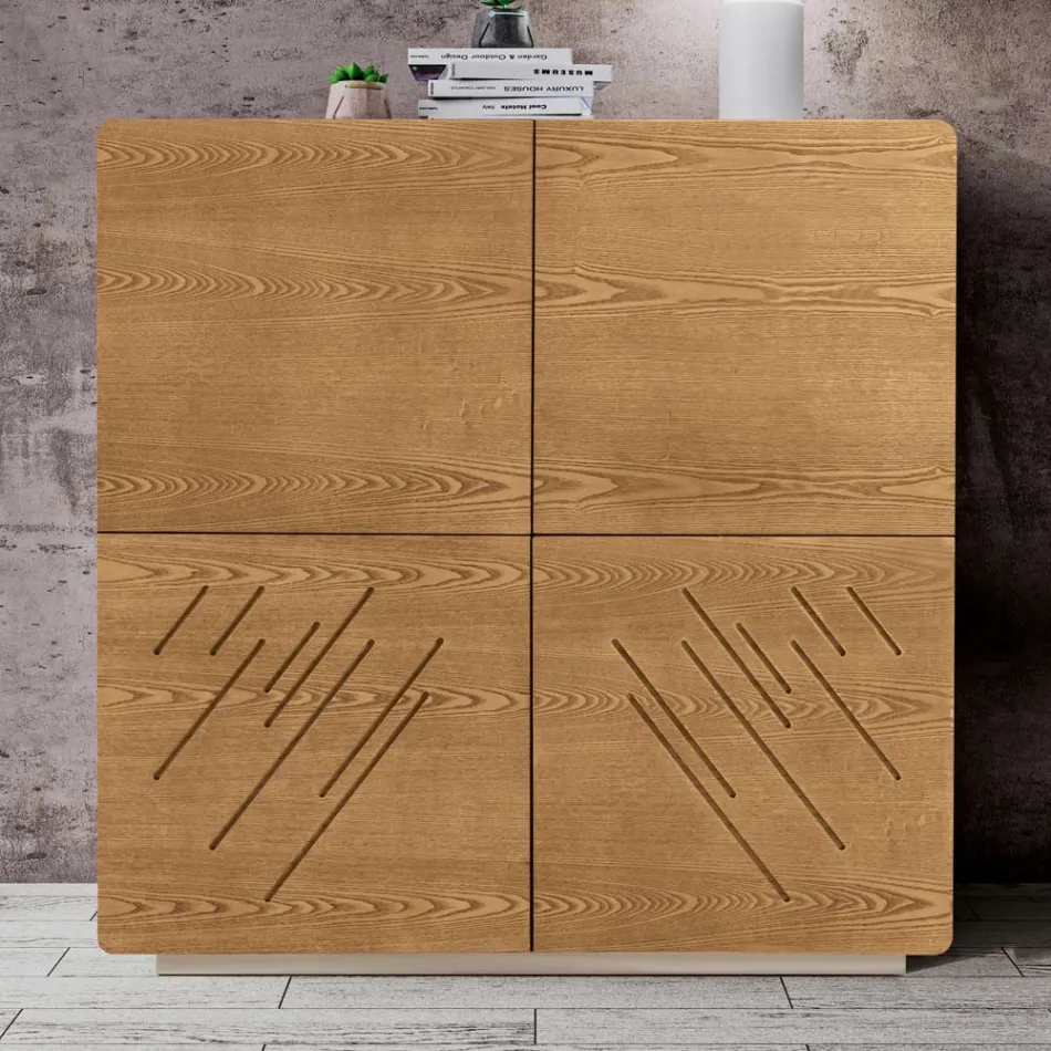 Wohnzimmer-Sideboard mit 4 Türen in gebeizter Esche, hergestellt in Italien – Viktoria Viadurini