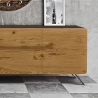 Wohnzimmer-Sideboard mit 4 Türen in rustikaler geknoteter Eiche – Even Viadurini