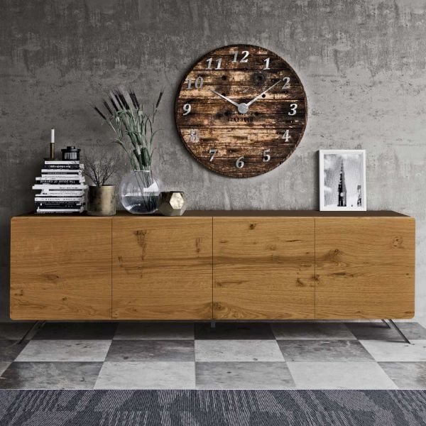 Wohnzimmer-sideboard mit 4 türen in rustikaler geknoteter eiche – even