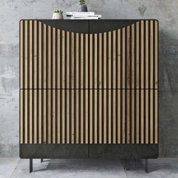 Wohnzimmer-sideboard mit 4 türen in nordischer eichenoptik – bente