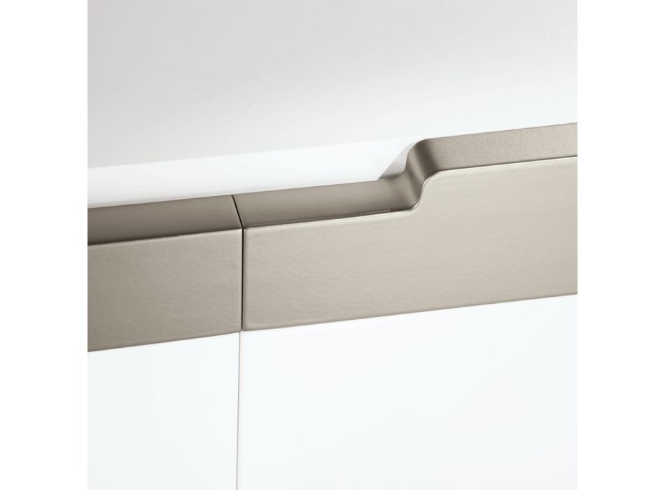 Wohnzimmer-Sideboard mit 4 MDF-Türen, Weiß- und Nickel-Finish, hergestellt in Italien – Emie Viadurini