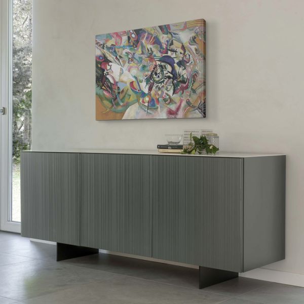 Wohnzimmer-sideboard mit stahlgestell und melaminstruktur - adriel