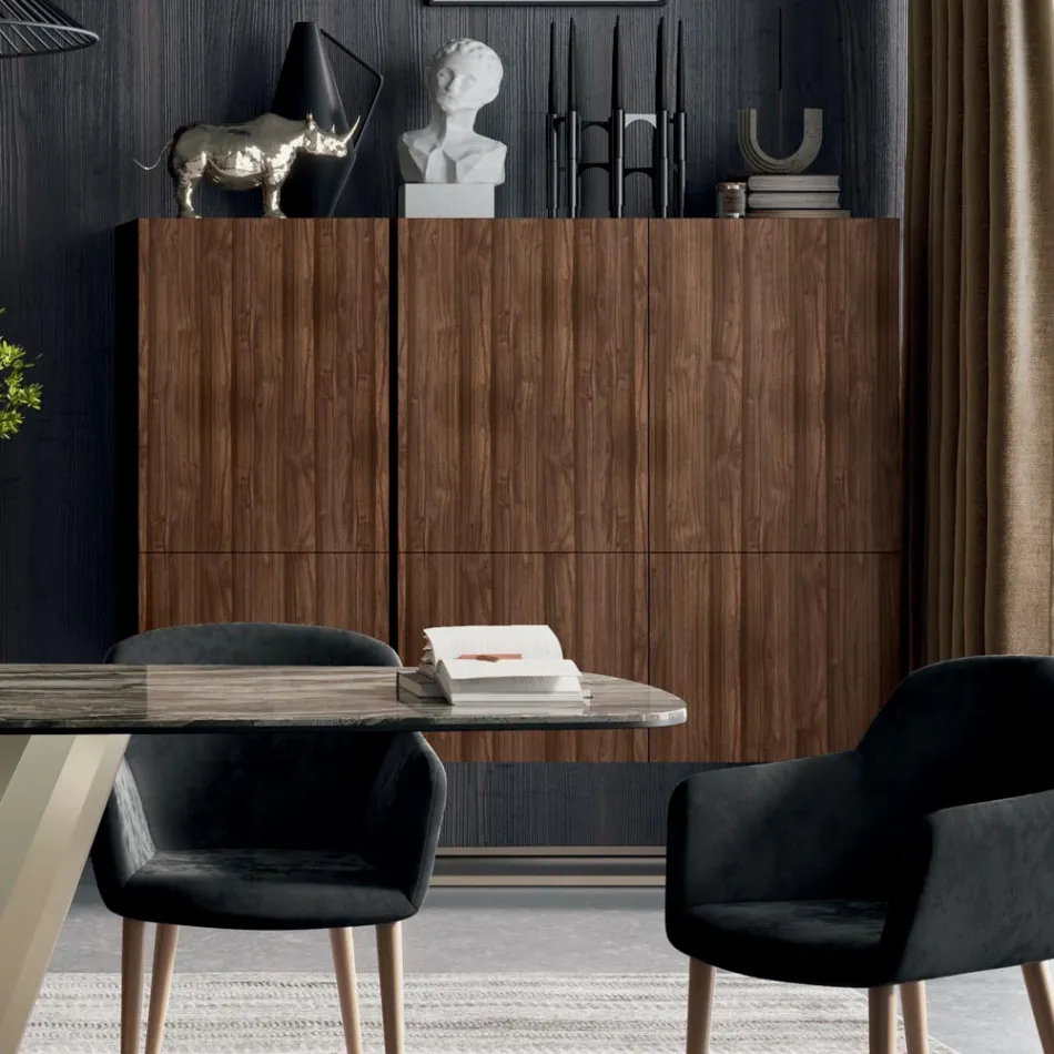 Wohnzimmer-Sideboard aus furniertem Tannenholz, hergestellt in Italien – Salerno Viadurini