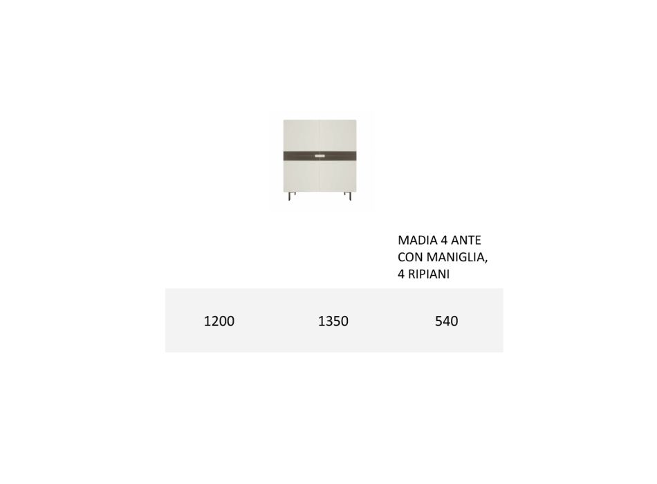 Wohnzimmer-Sideboard aus MDF und 4-Bein-Stütze Made in Italy - Teresina